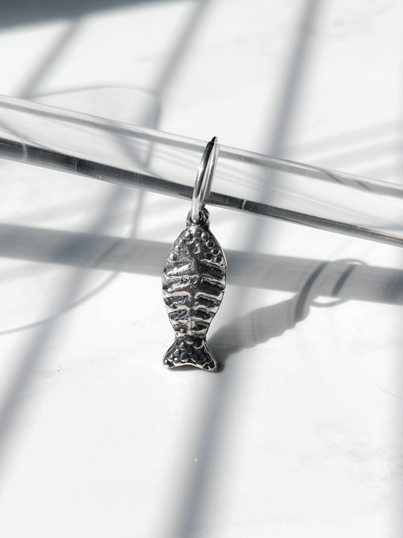 No gemstone Bone Fish charm on endless hoop