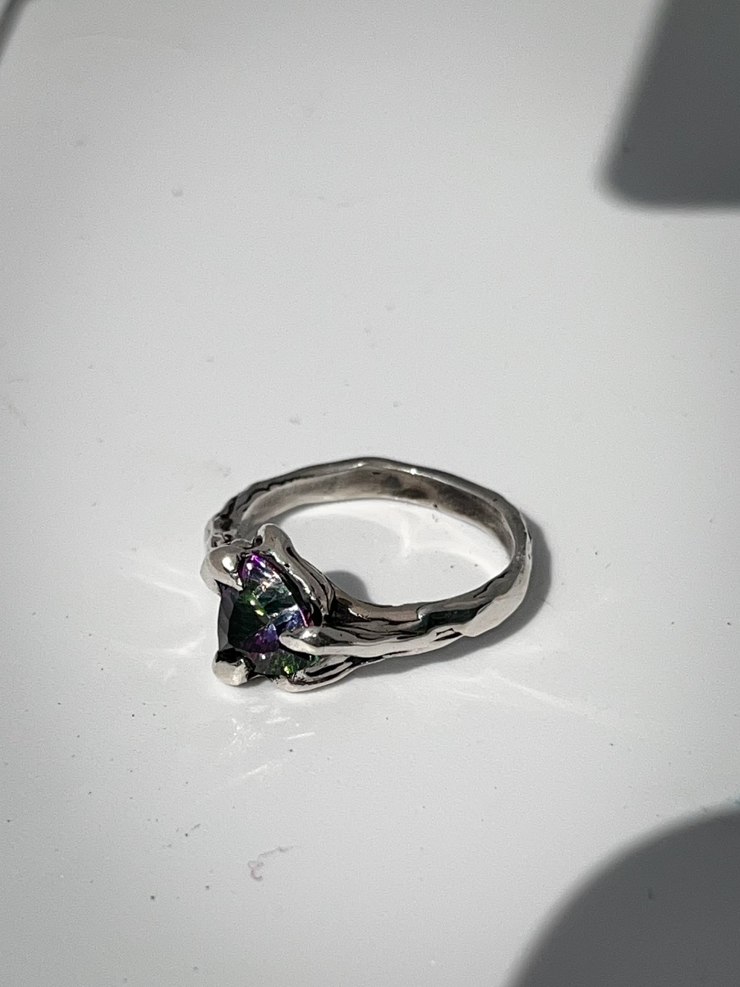 925 Silver Ring with mystic topaz gemstone
