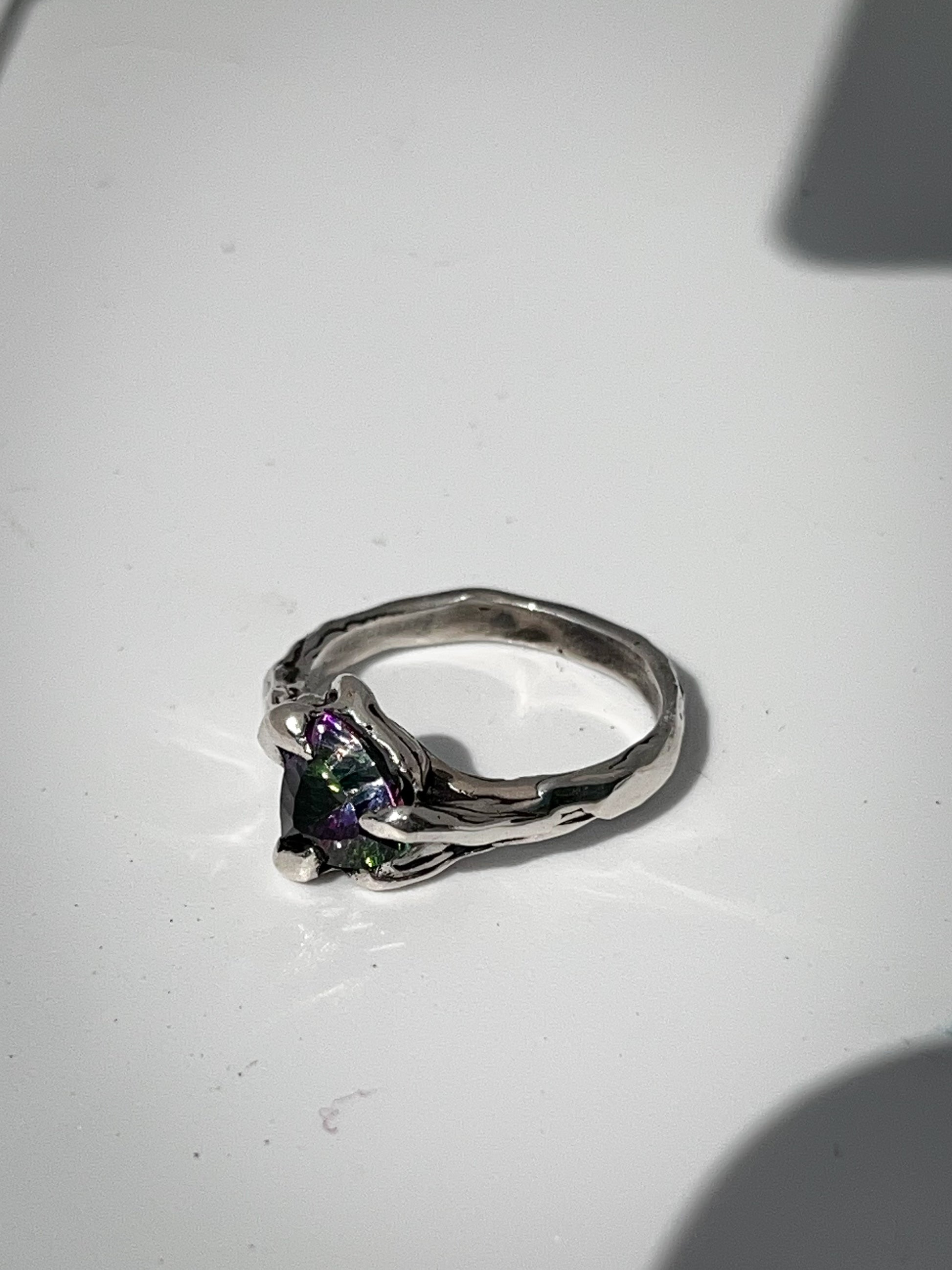 925 Silver Ring with mystic topaz gemstone