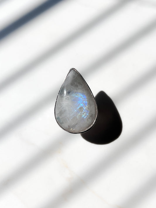 Top View Large Moonstone Ring