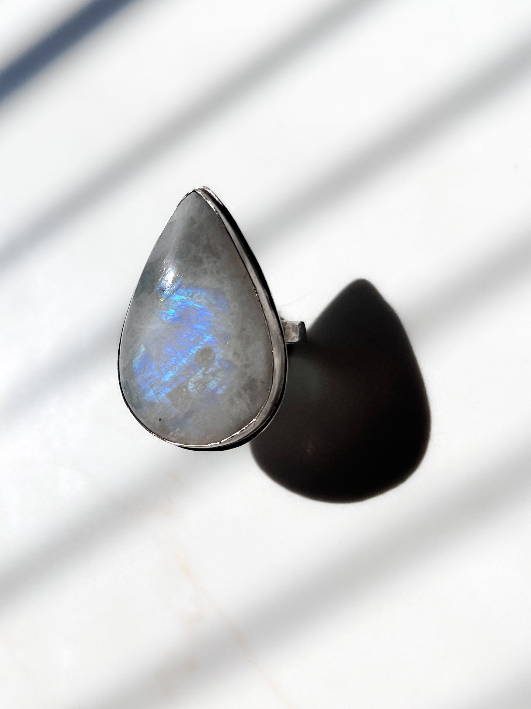 Side View Flash Moonstone Ring