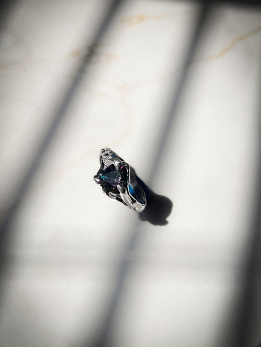 Top View, Organic Molten Ring Multicolored, claw setting, statement ring